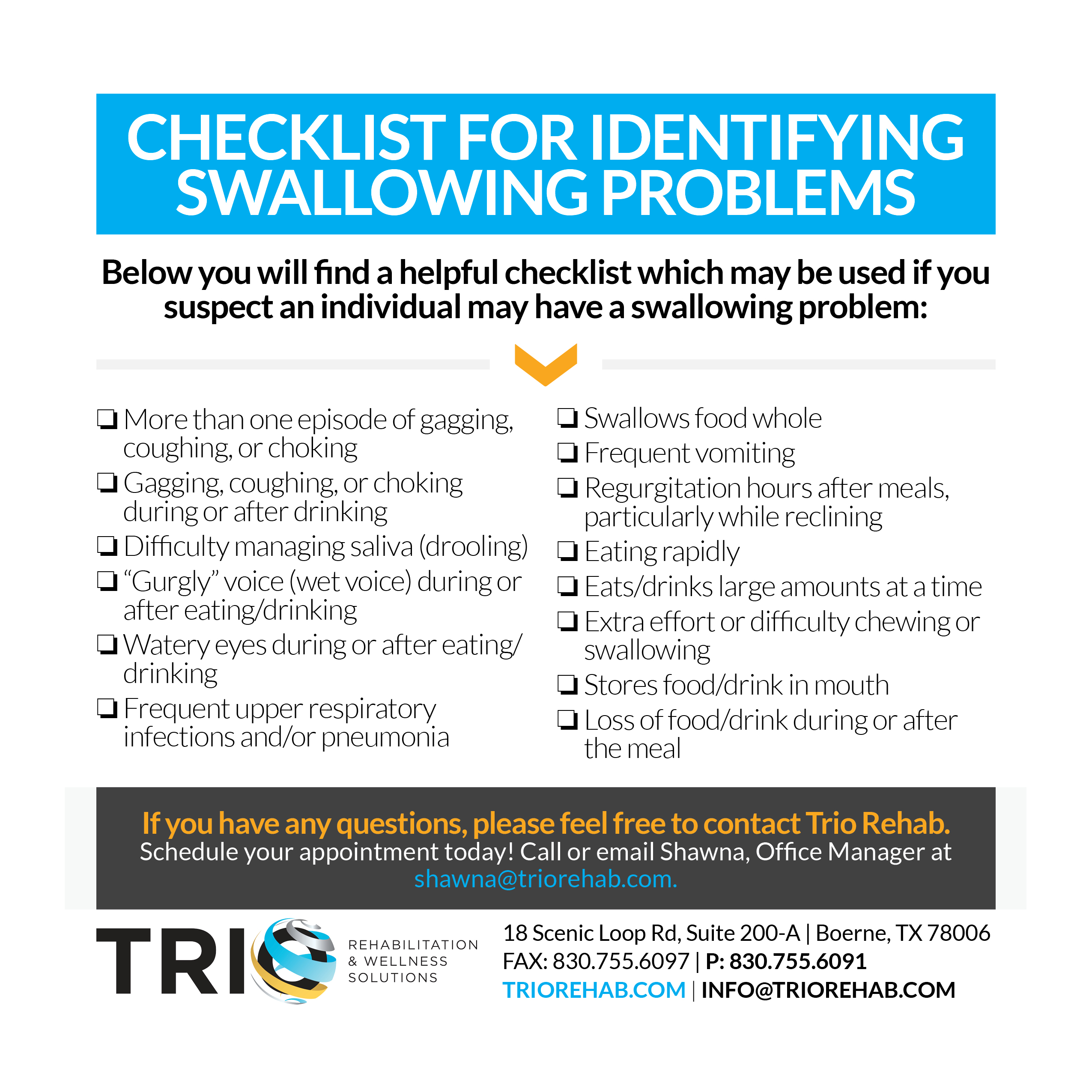 Dysphagia Difficulty Swallowing Trio Rehabilitation Wellness 